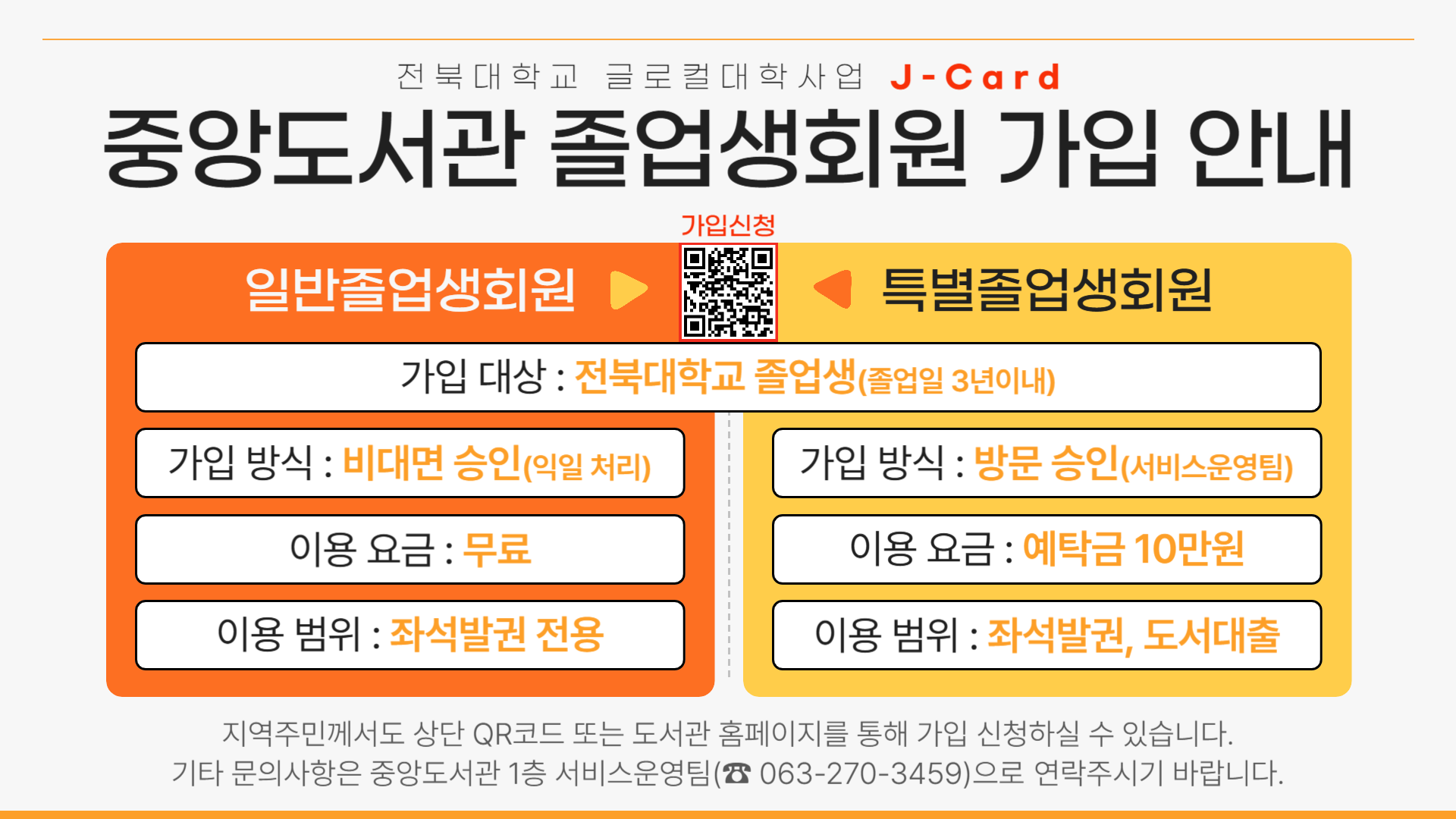 전북대학교 글로컬대학사업 J-Card 중앙도서관 졸업생회원 가입 안내 일반졸업생회원 특별졸업생회원