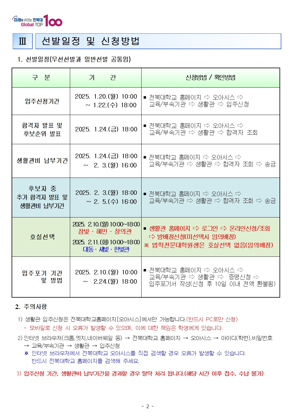 25학년도 재학생 생활관모집안내2
관련문의는 생활관전화바랍니다
(063-270-4723,3630,3530)
